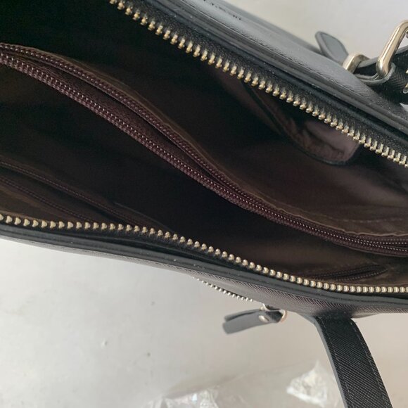 Westbronco Black Vegan Leather Purse Handbag Tote Adj Straps Structured - Picture 8 of 12